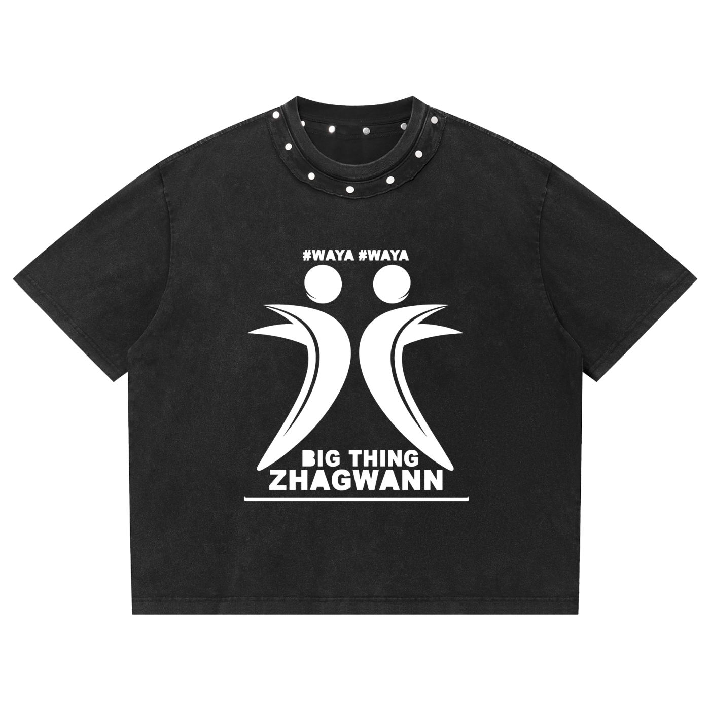 UPTOPWEAR Unisex Washed Boxy Studded T-Shirt