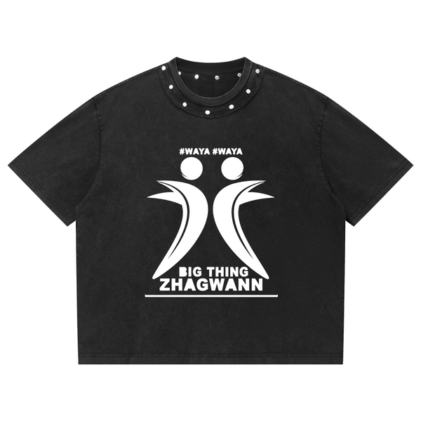 UPTOPWEAR Unisex Washed Boxy Studded T-Shirt