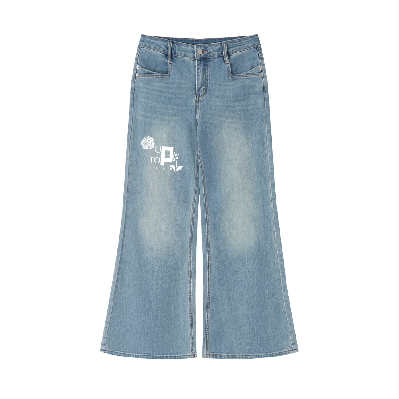 UPTOPWEAR Women's Vintage Wash Flared Leg Jeans