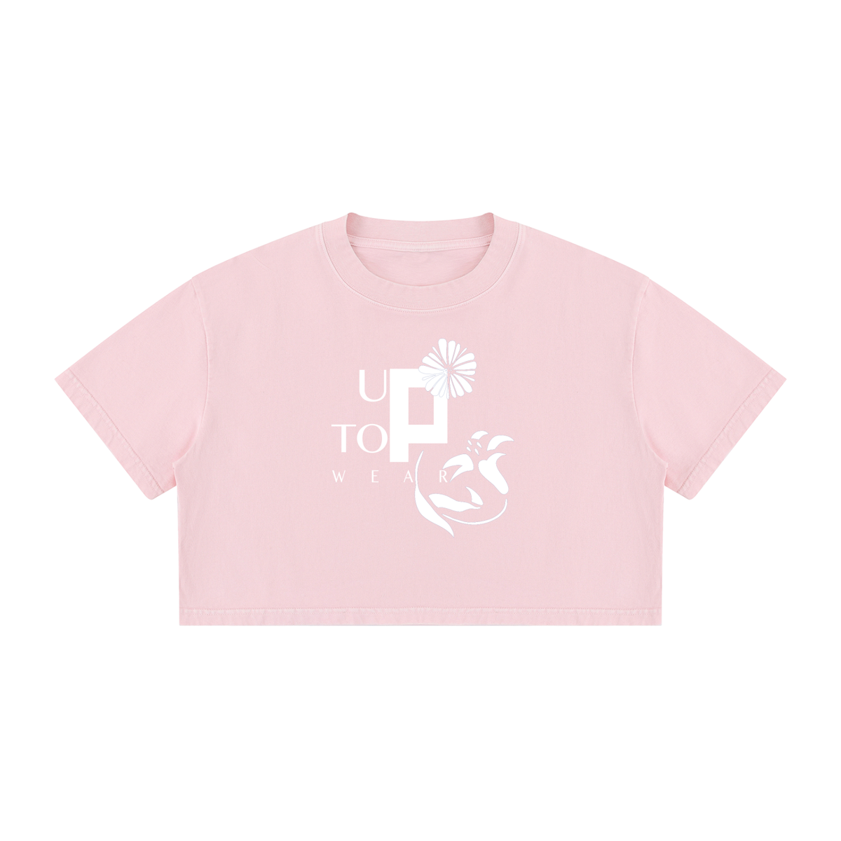 UPTOPWEAR Women's Mineral Wash Cotton Crop T-Shirt