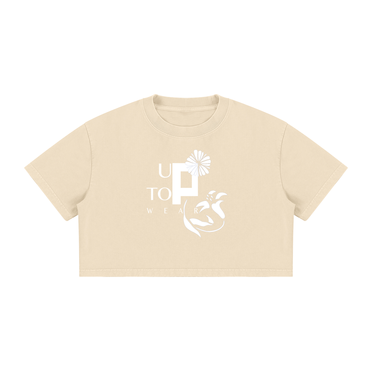 UPTOPWEAR Women's Mineral Wash Cotton Crop T-Shirt