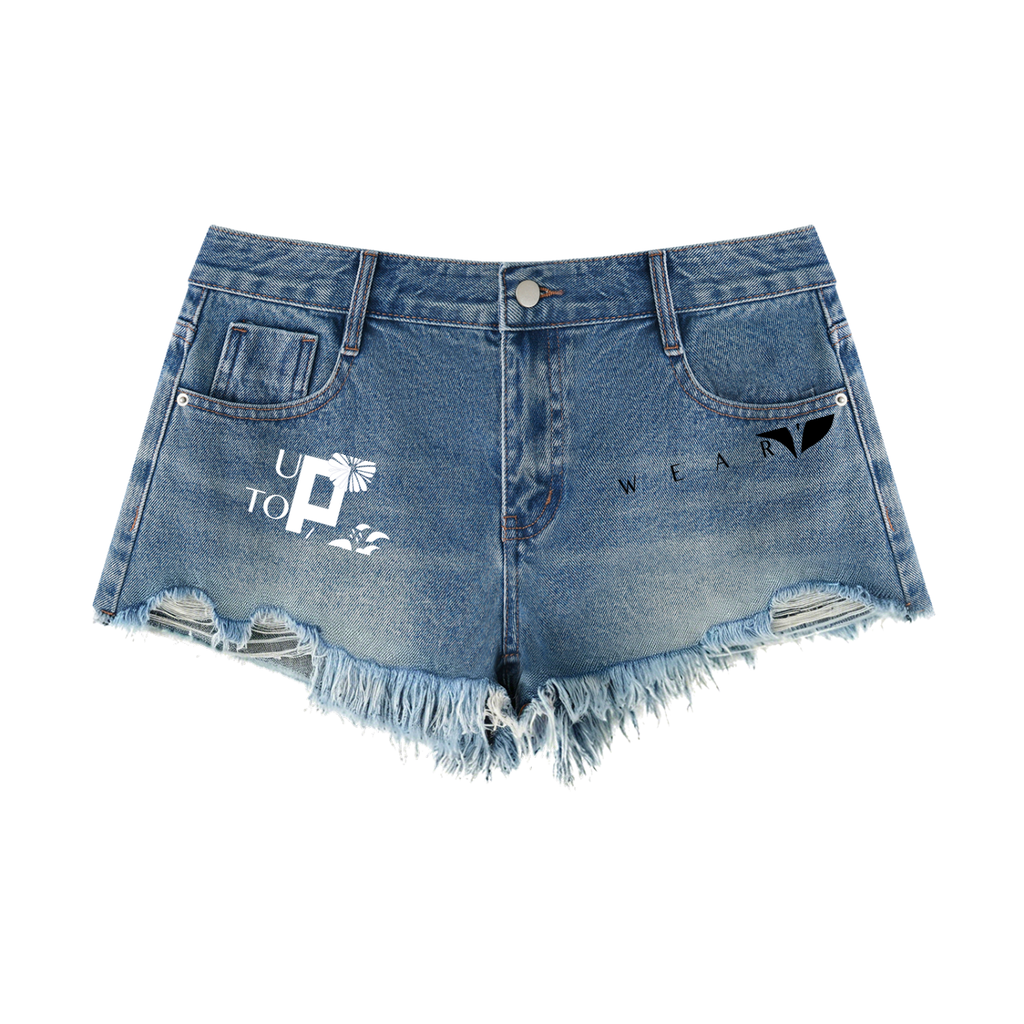 UPTOPWEAR Women's Vintage Wash Raw Hem Denim Shorts
