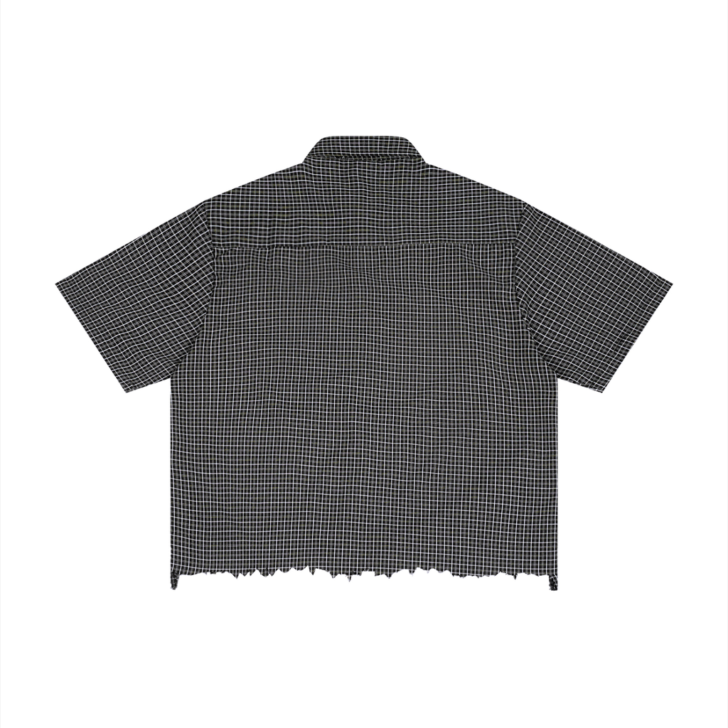 UPTOPWEAR Unisex Distressed Plaid Boxy Shirt