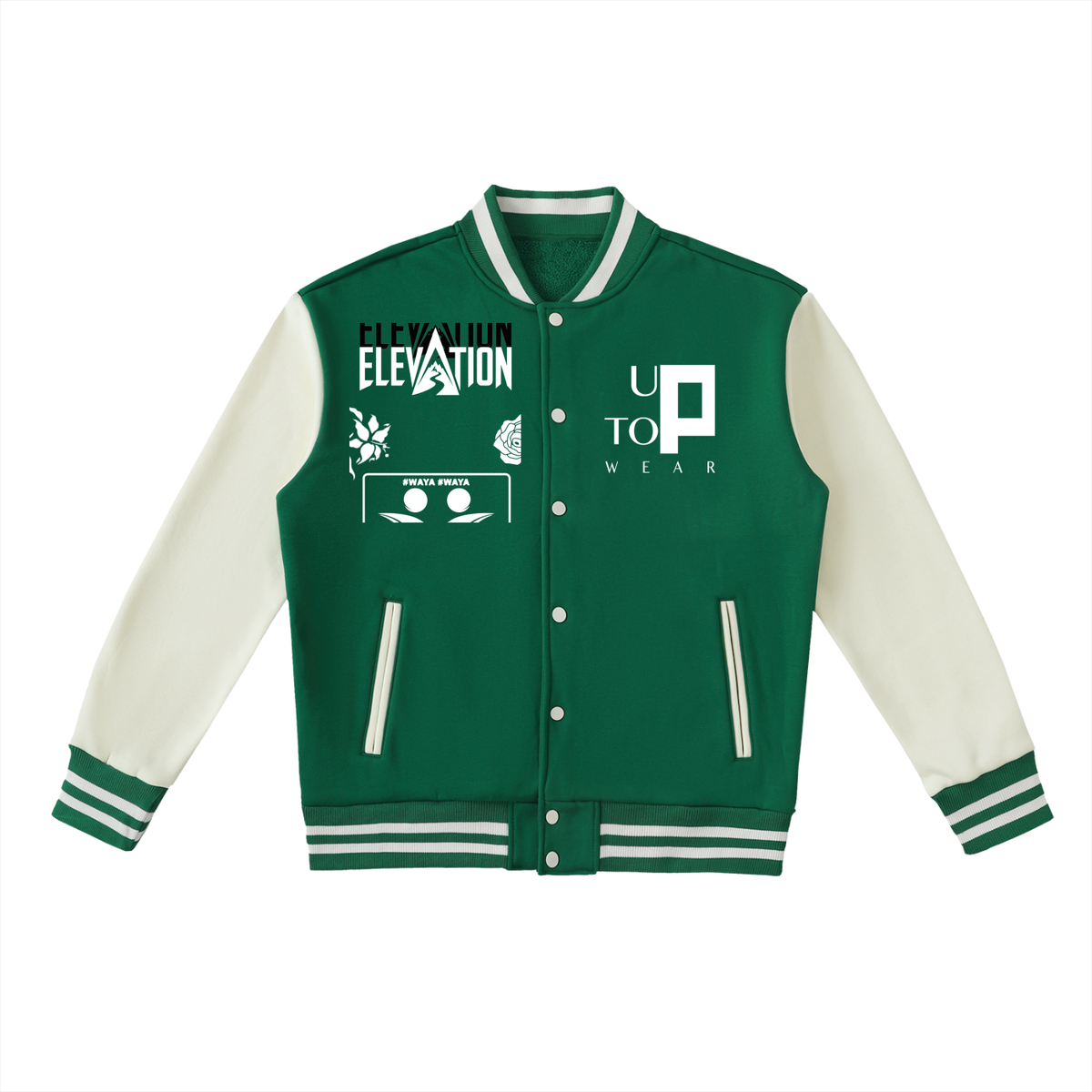 UPTOPWEAR Two-Tone Fleeced Varsity Jacket