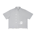UPTOPWEAR Unisex Distressed Plaid Boxy Shirt