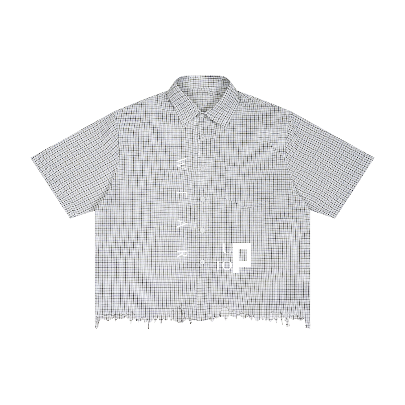 UPTOPWEAR Unisex Distressed Plaid Boxy Shirt