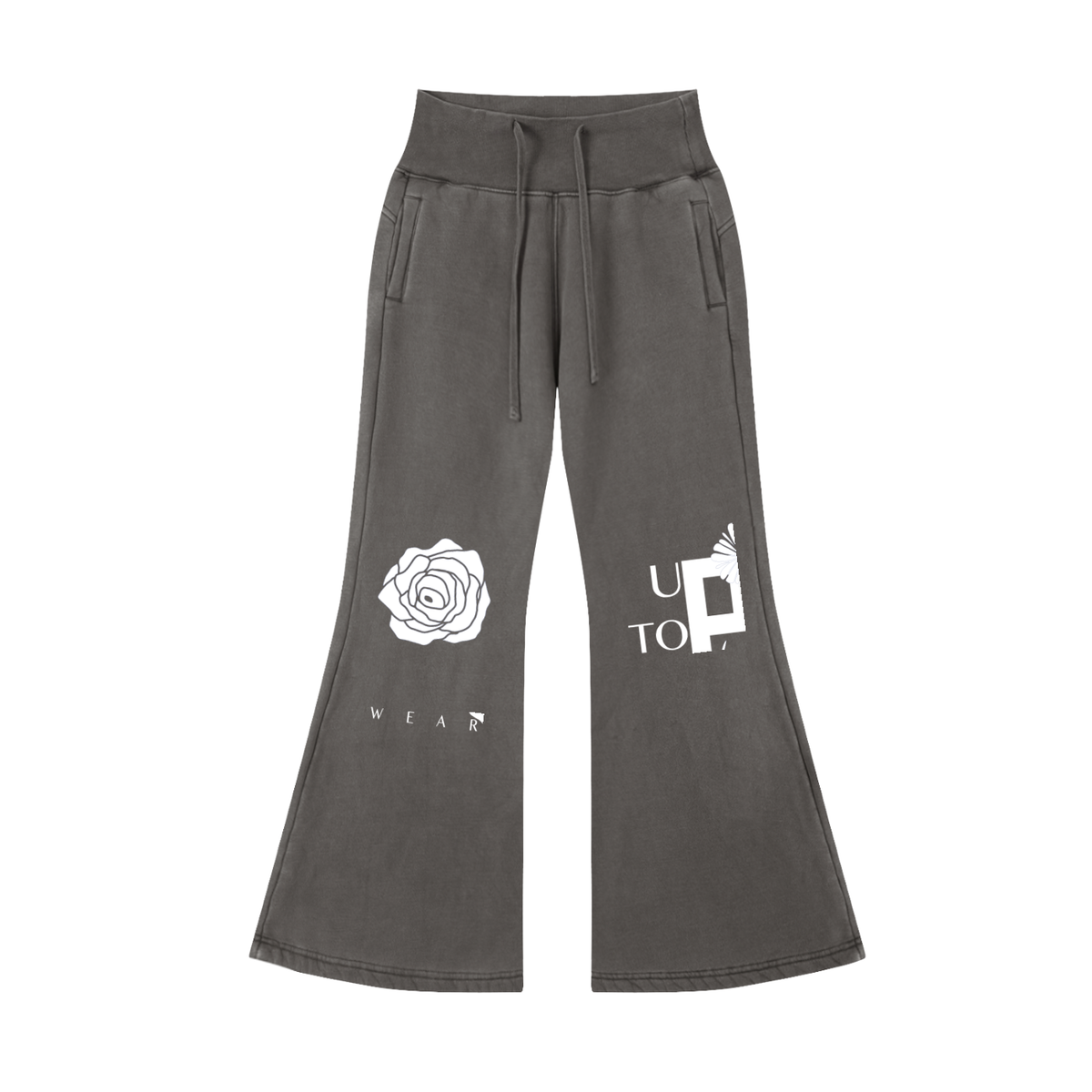 UPTOPWEAR Vintage Washed Flared Fleece Pants
