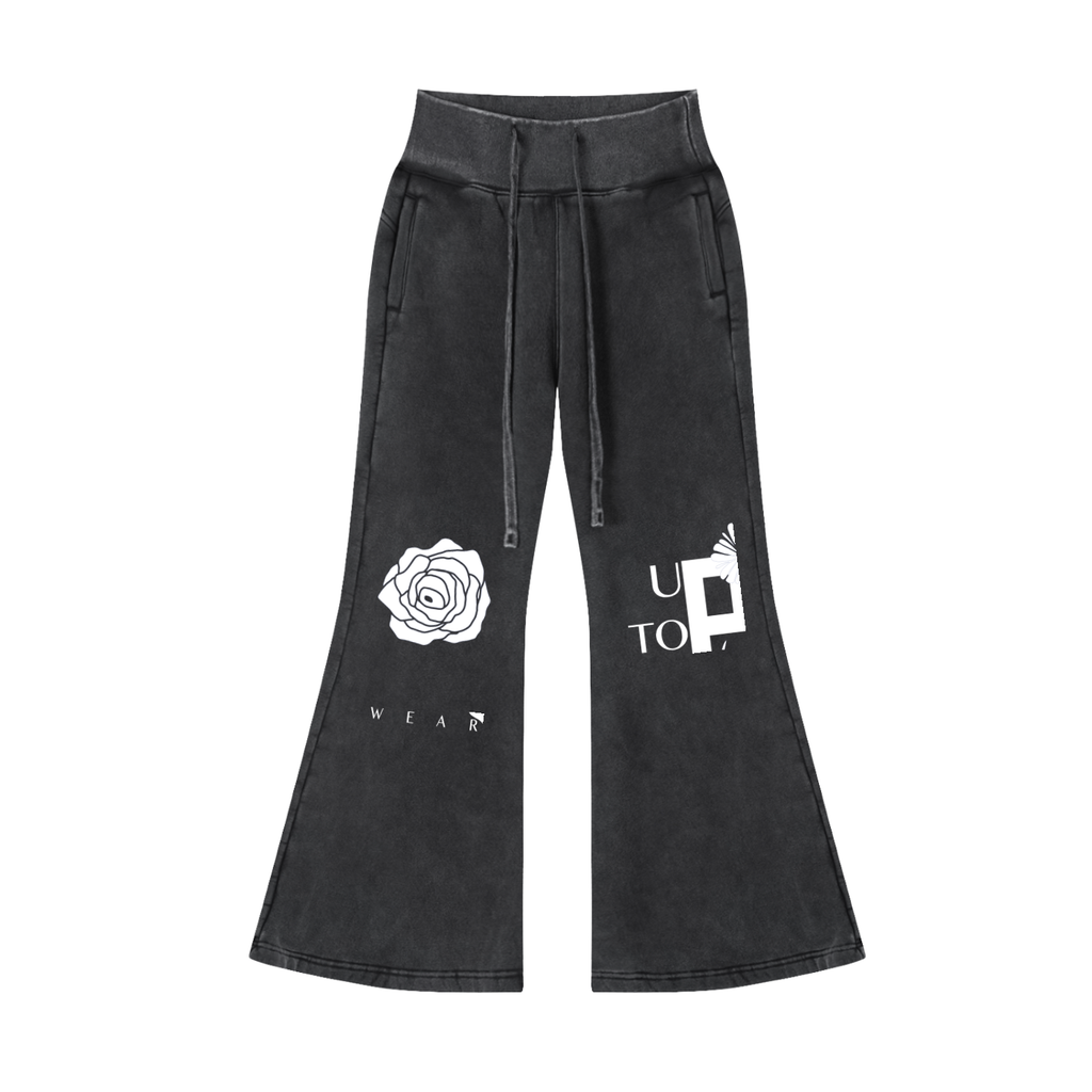 UPTOPWEAR Vintage Washed Flared Fleece Pants