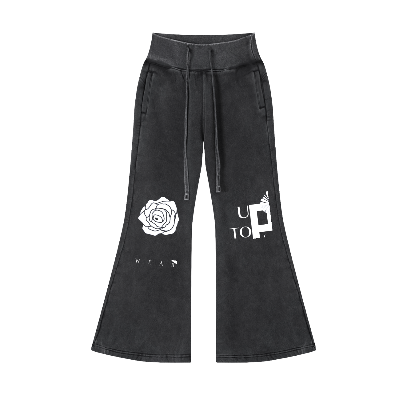UPTOPWEAR Vintage Washed Flared Fleece Pants