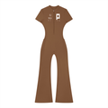 UPTOPWEAR  Women’s Tight Flared Leg Quarter-Zip Jumpsuit