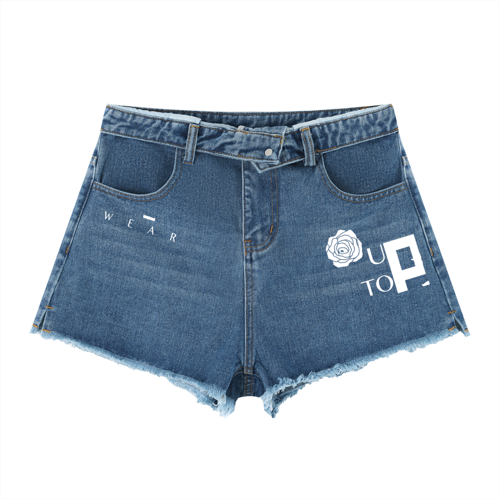 UPTOPWEAR Women’s Vintage Wash High Rise Denim Shorts