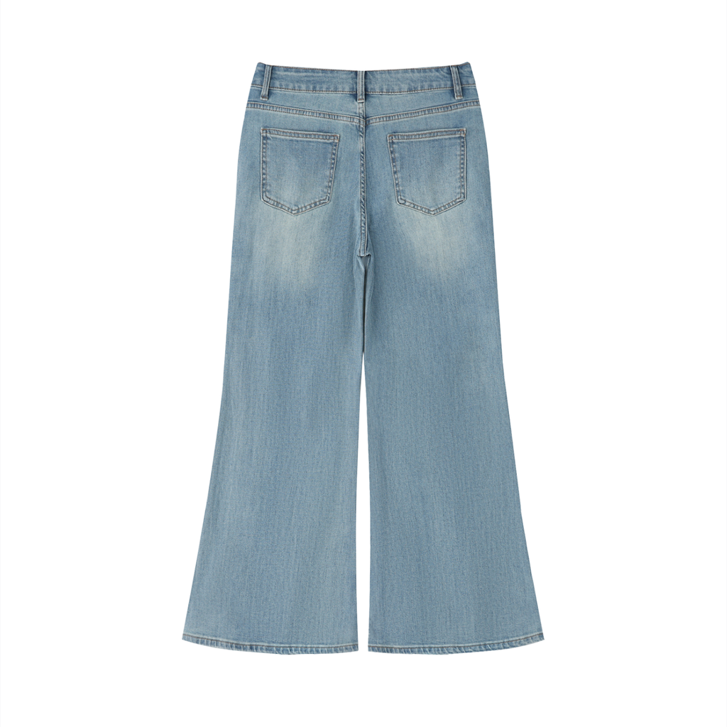 UPTOPWEAR Women's Vintage Wash Flared Leg Jeans