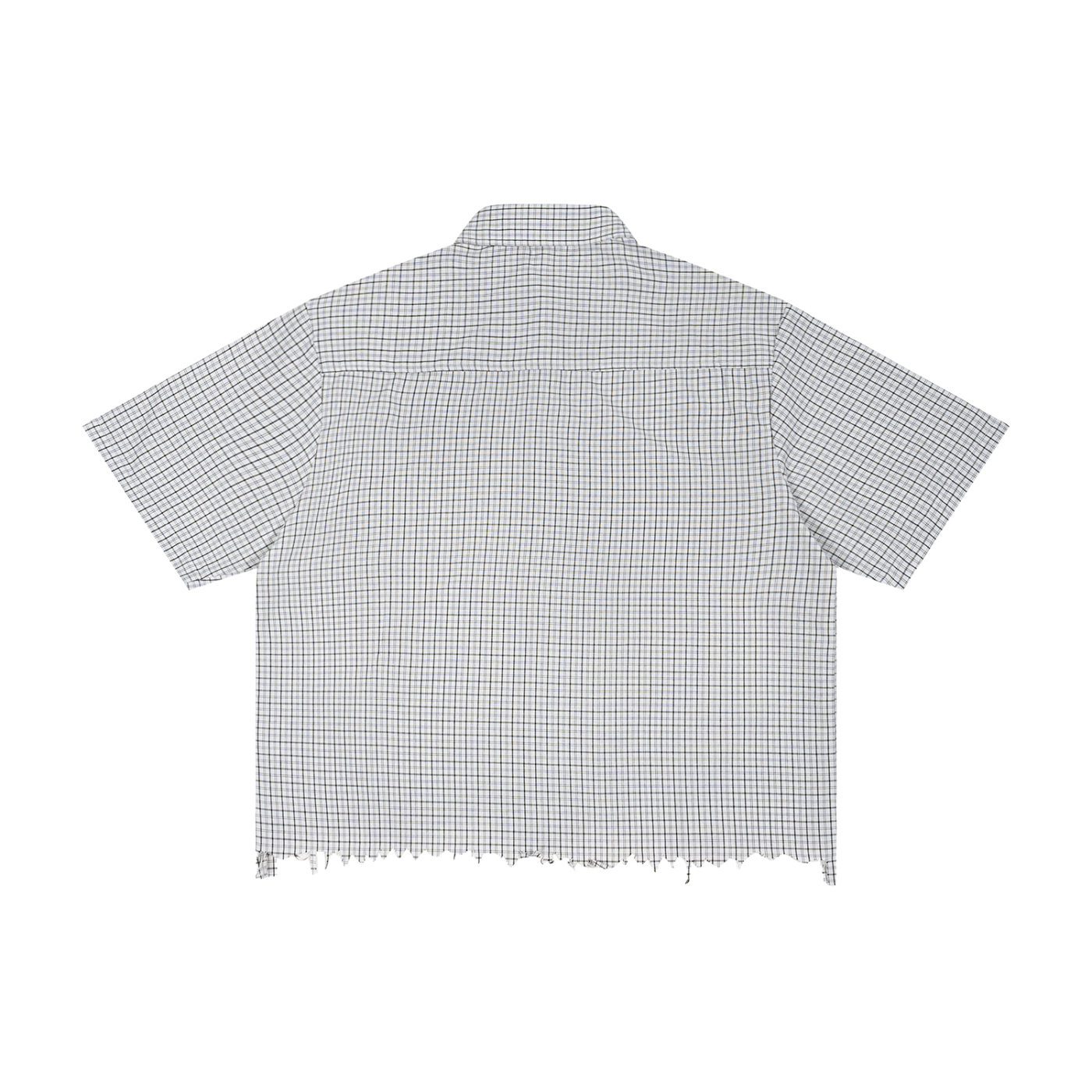 UPTOPWEAR Unisex Distressed Plaid Boxy Shirt