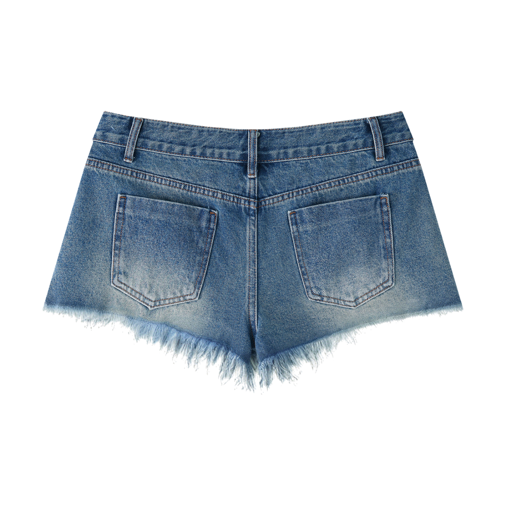 UPTOPWEAR Women's Vintage Wash Raw Hem Denim Shorts