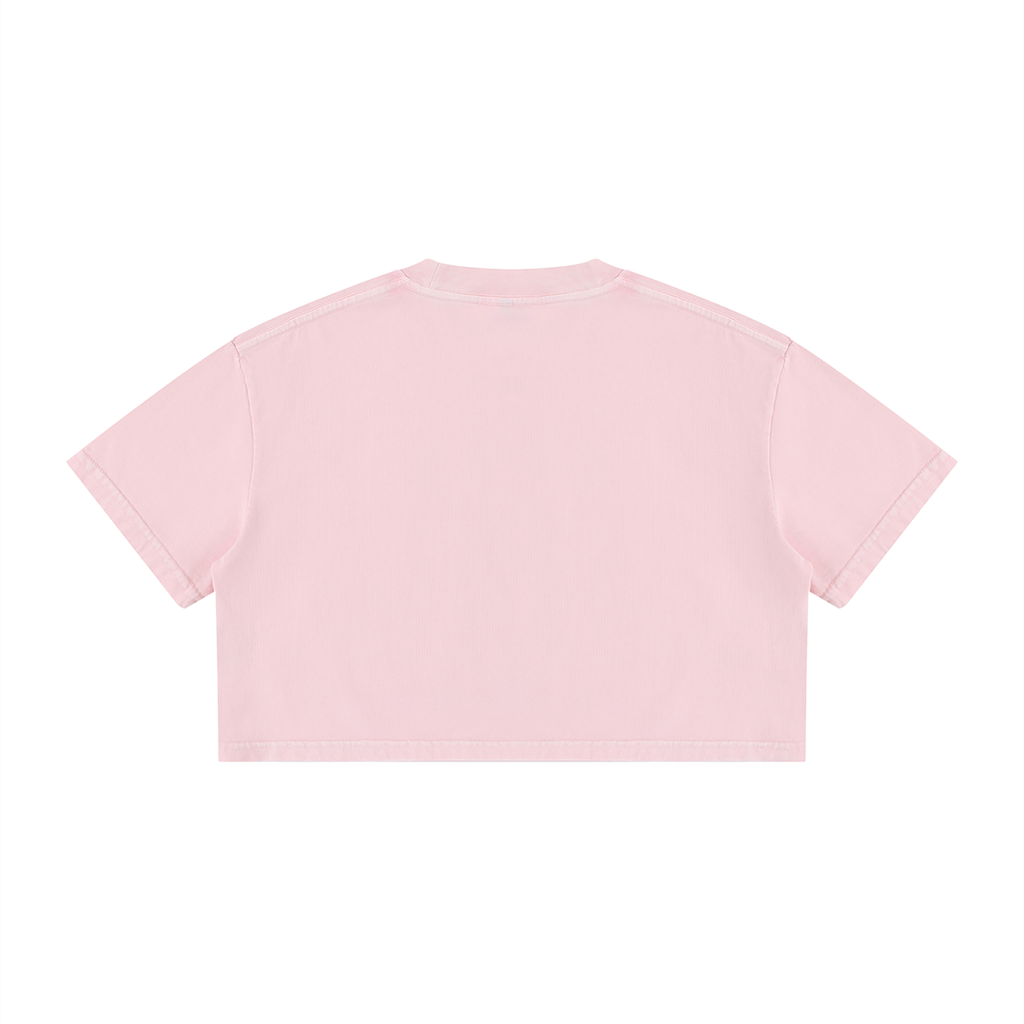 UPTOPWEAR Women's Mineral Wash Cotton Crop T-Shirt