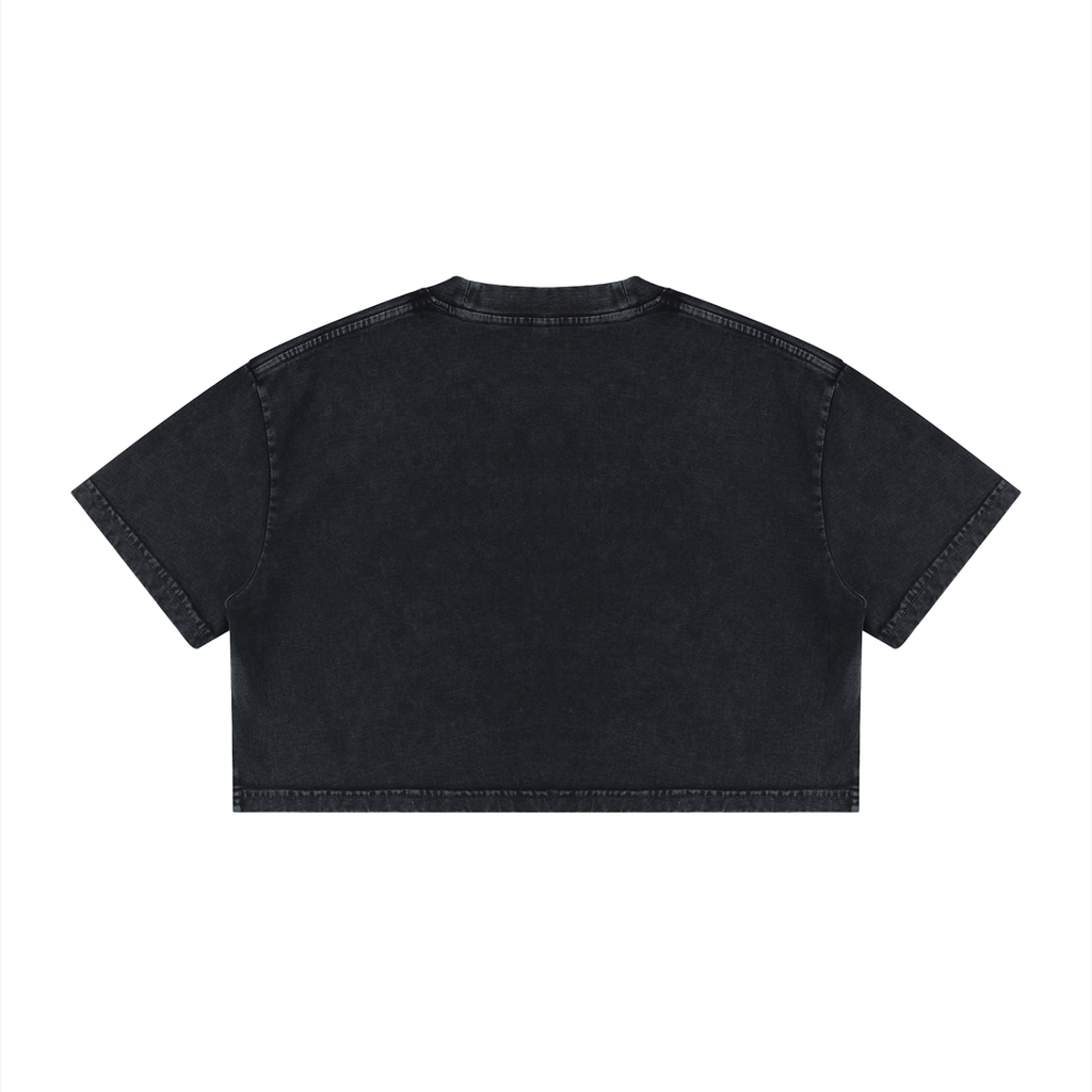 UPTOPWEAR Women's Mineral Wash Cotton Crop T-Shirt